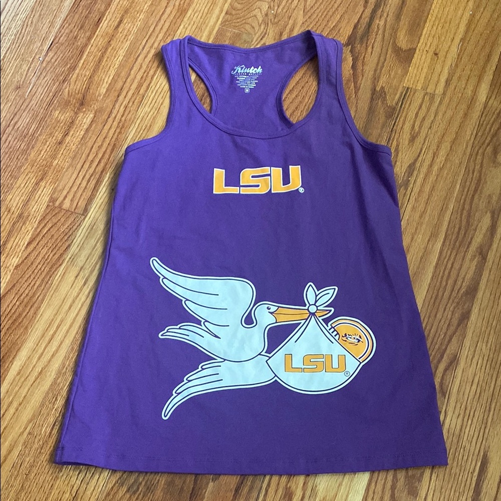 Klutch LSU Stork Racer Back Maternity Top- Size M
